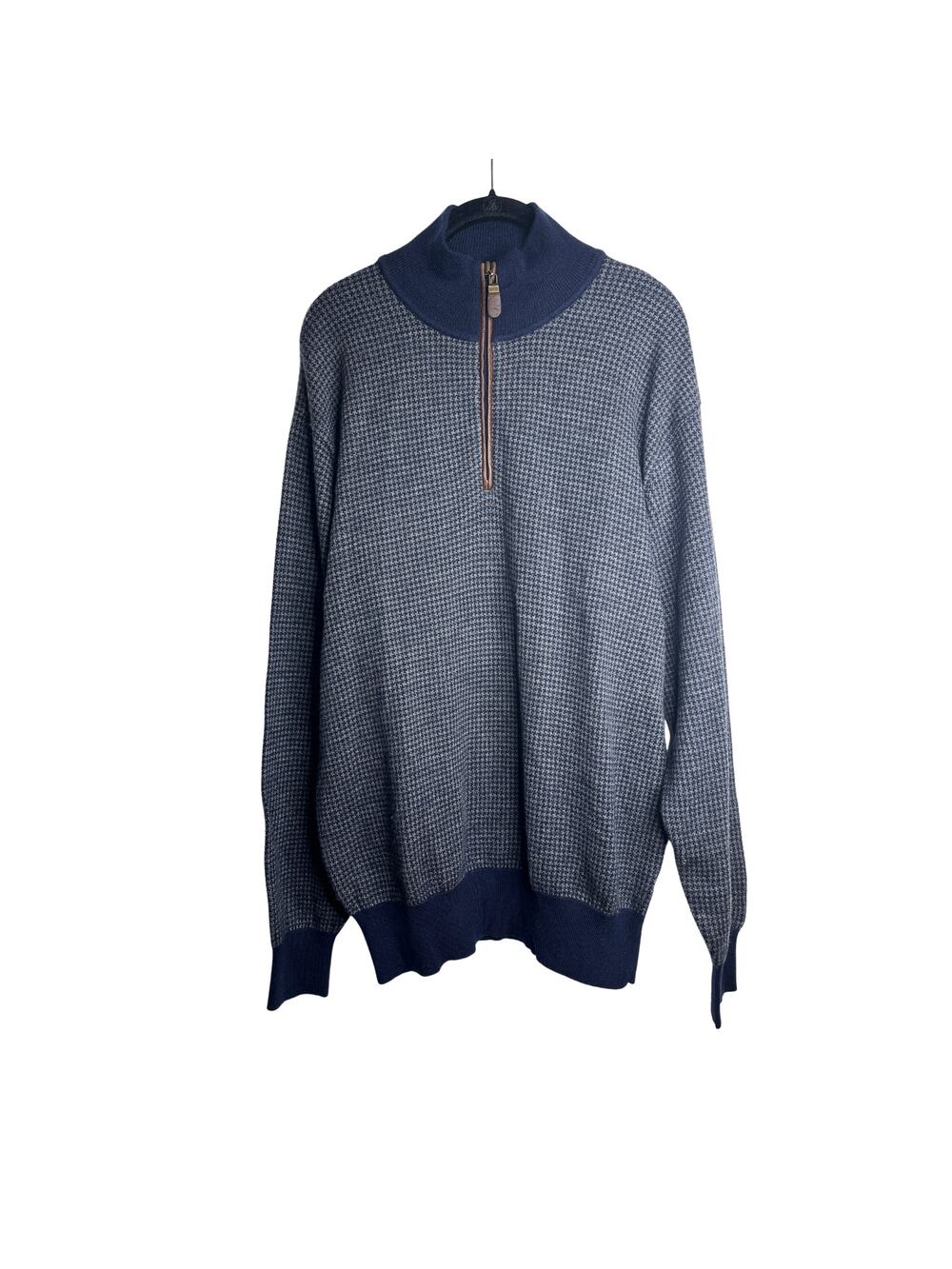 1-15 ORVIS Men's Sweater Zip Henley 100% Merino Wool Blue XL